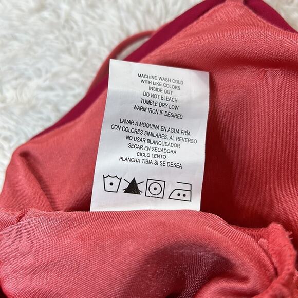 Margo and Sebastian chiffon high low dress in pink and yellow, 13 - Picture 9 of 9